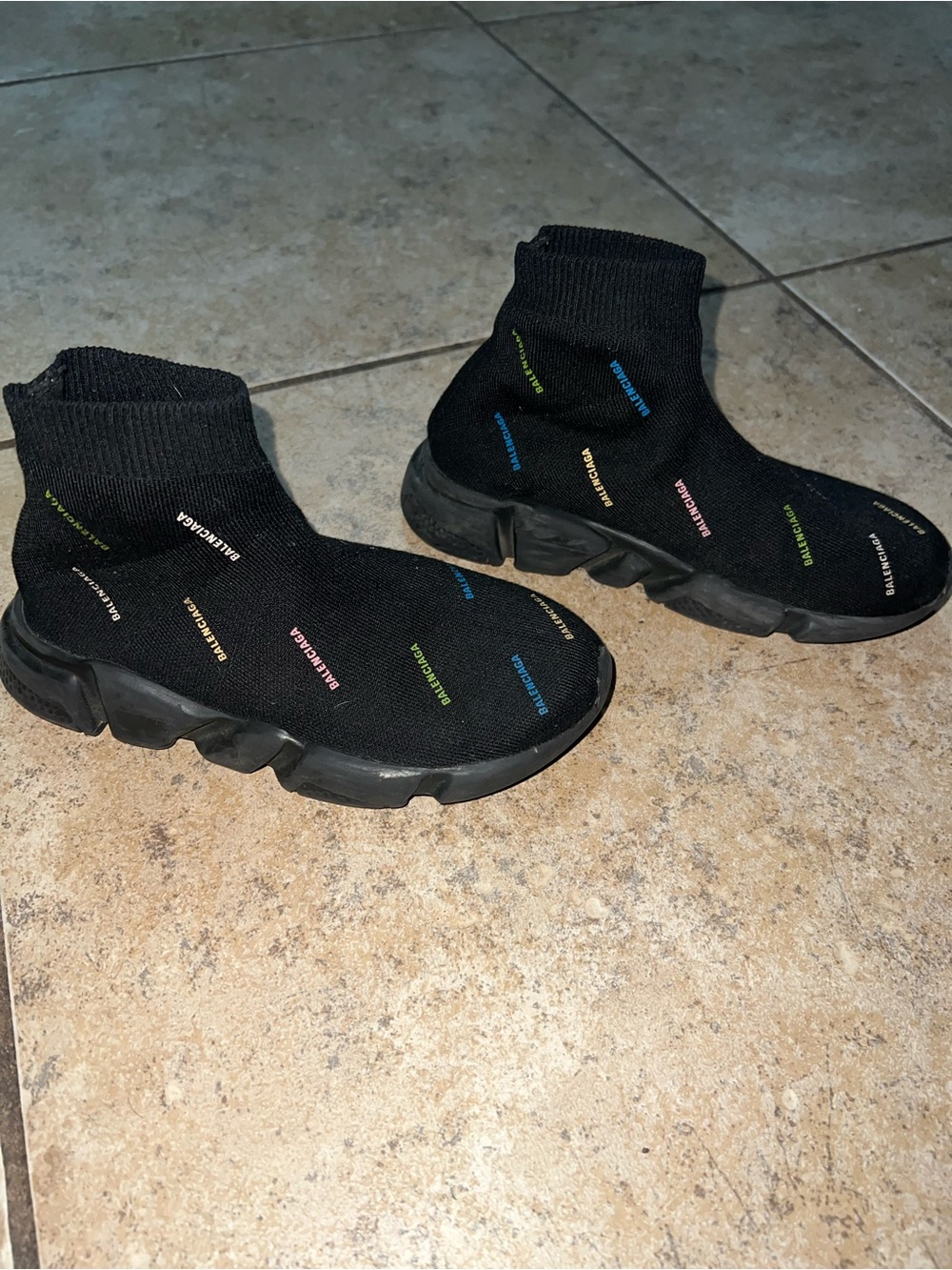 Kids Balenciaga Sock Sneakers with Multicolor Logo